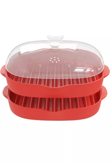 Microwave Bacon Cooker, 2 PCS Microwave Bacon Tray with Splatter Lid,