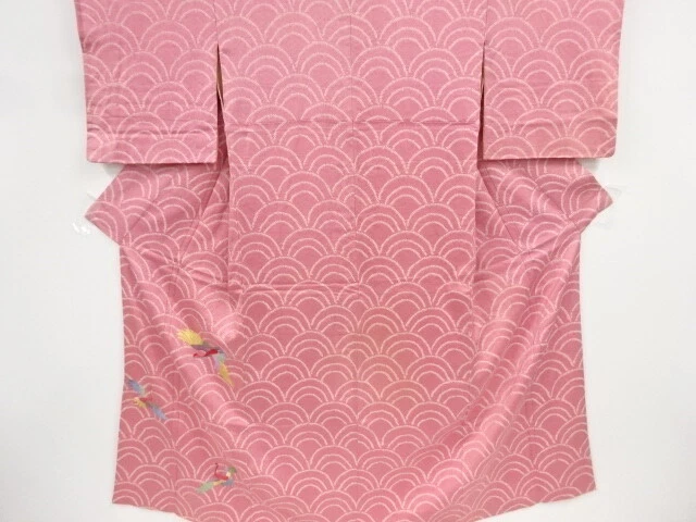 82412# Japanese Kimono / Antique Kimono / Shibori / Embroidery / Cranes