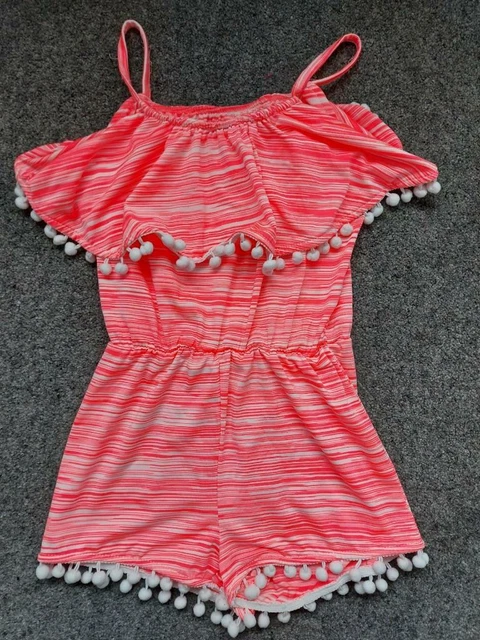 Girls Silky, Bright, Striped Summer Sunsuit/Playsuit Outfit, 8 Years