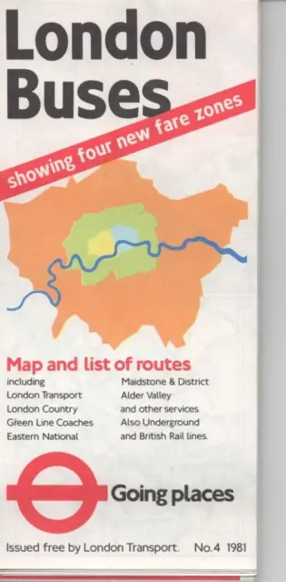 LONDON TRANSPORT - MAP AND LIST OF BUS ROUTES - No.4 1981