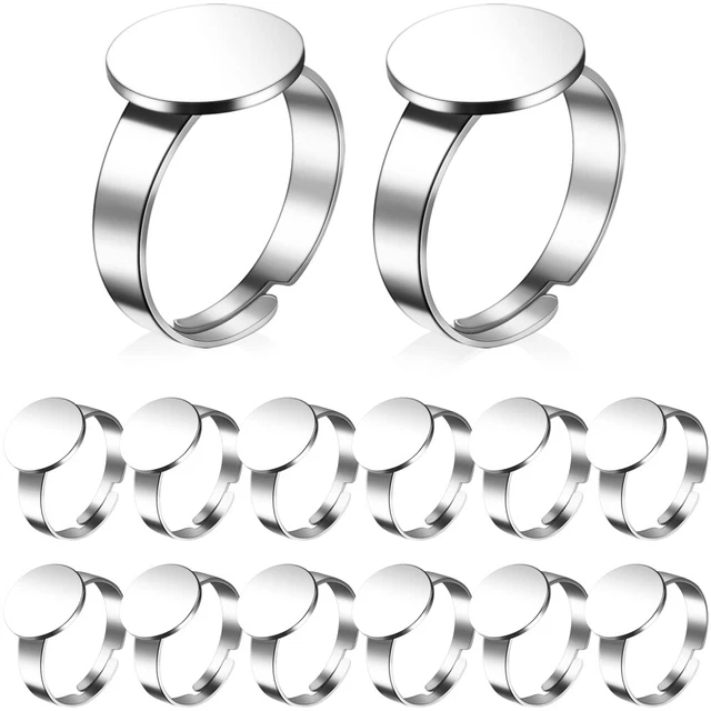 20 piezas de componentes básicos de anillos de metal para dedos de moda