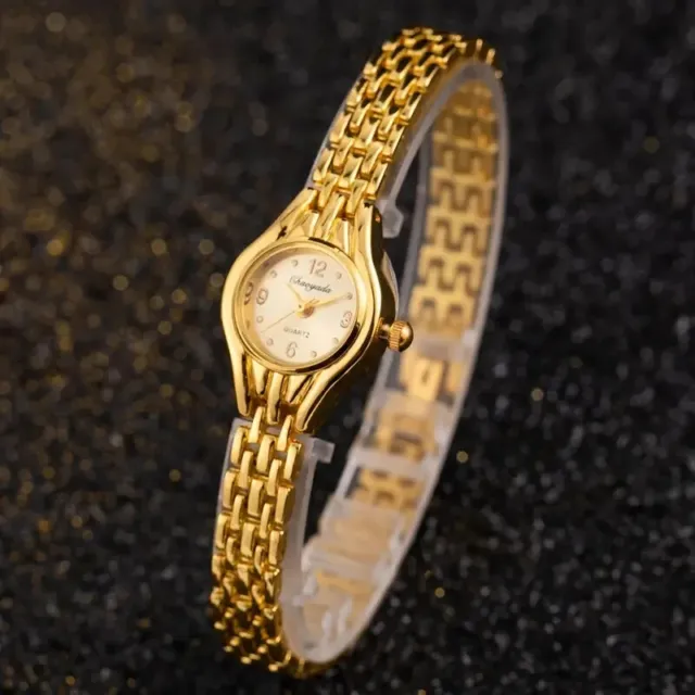 Women Quartz Dress Watch Golden Tone Stainless Steel Strap Exquisite Fashion New