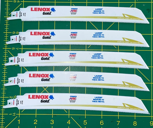 5 Pack Lenox 210989114GR Gold Power Arc Reciprocating Saw Blades 9" x 1", 14 TPI
