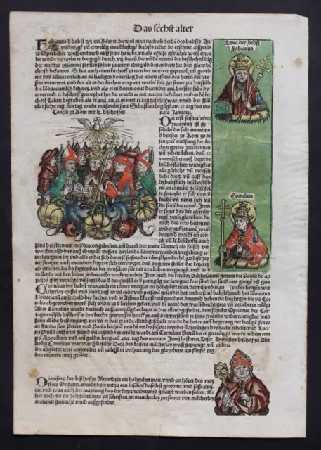 Inkunabel,Schedel Weltchronik,Koloriert,Deutsche Ausgabe Blatt Cxviii ,1493,Rar