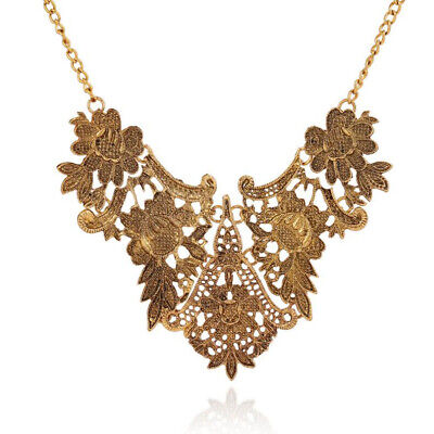 Fashion Womens Flower Necklace Bib Choker Chunky Chain Pendant Statement Jewelry