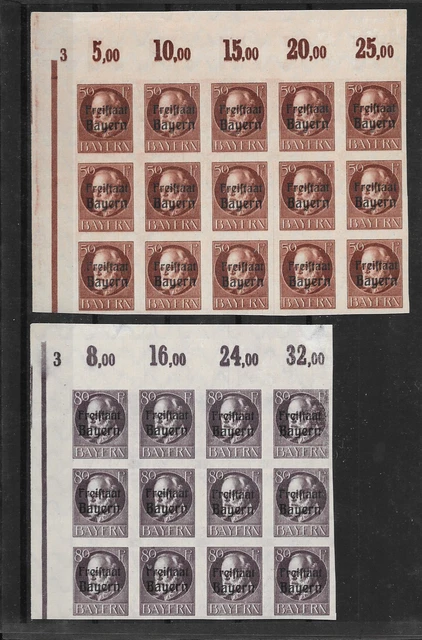 Altdeutschland-Bayern, König Ludwig ,Bogenteile + Plattennr. Postfr. **,4 Fotos