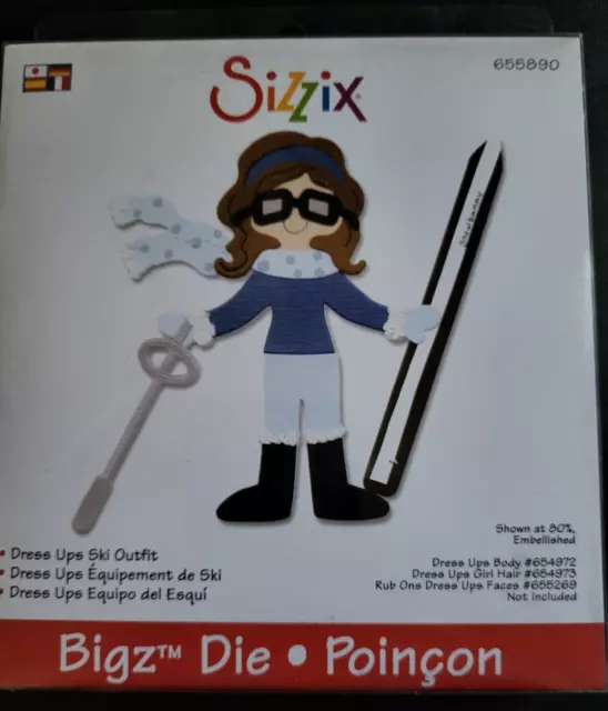 SIZZIX  Bigz Die Dress Ups Ski Outfit 655890 Winter Sports Vacation Clothing