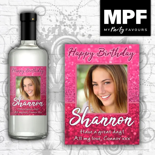 Personalised Birthday Photo Wine Gin Vodka Bottle Label - 18th 21st 30th 40th