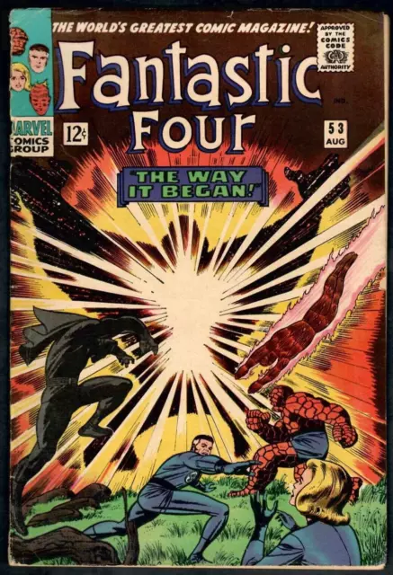 Fantastic Four # 53 (3.5) Marvel 8/1966 Black Panther early App. Kirby 12c Key🛻