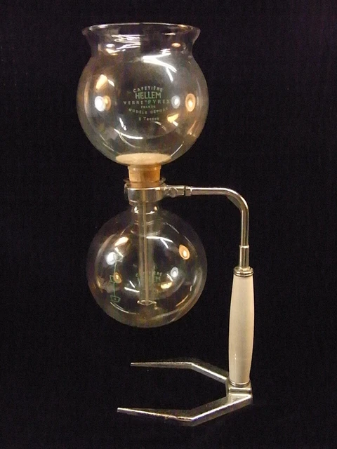 Cafetière à Dépression Hellem Vintage - Verre Blanc Avec Brûleur (bouchon Cassé)