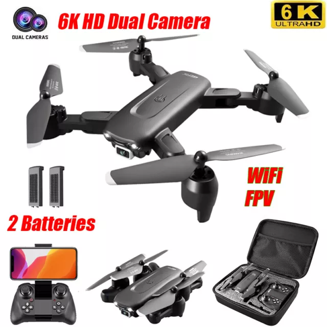 4DRC V12 RC Drone 6K Dual Camera WIFI FPV Selfie Foldable Quadcopter+2 Battery