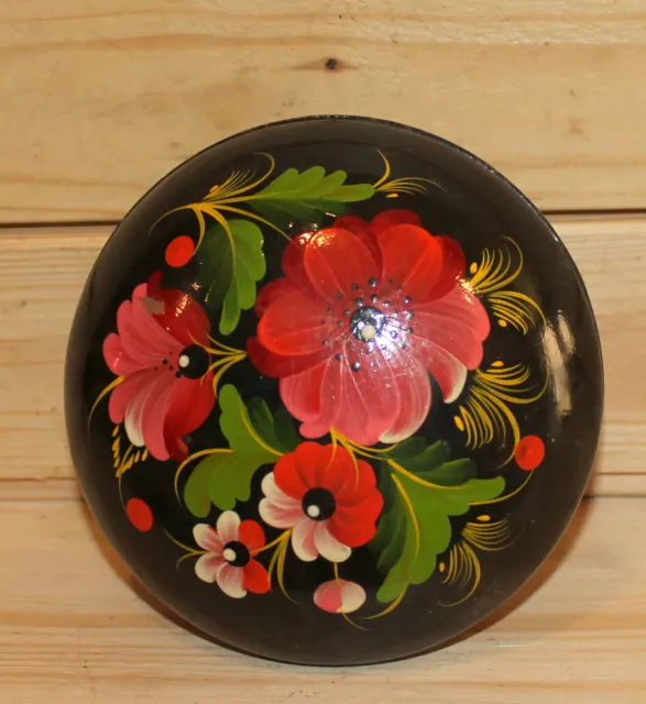 Vintage hand painted floral wood box flowers