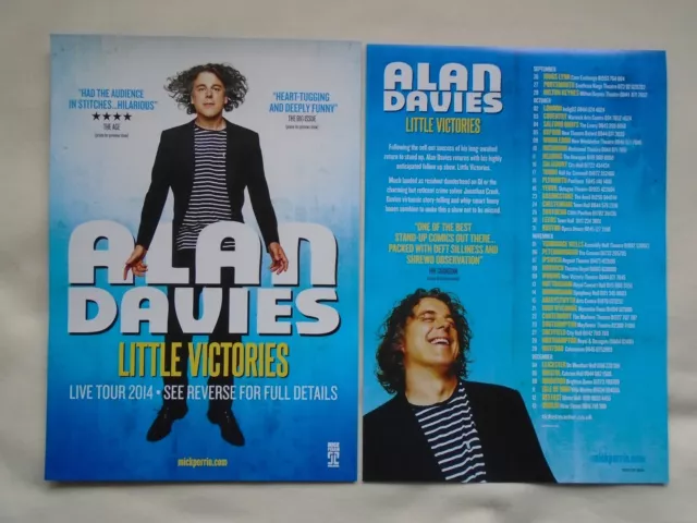 ALAN DAVIES Live event Little Victories UK & Ireland Tour 2014 promo flyers x 2