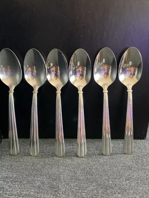 6 Oneida Community UNITY Stainless  Glossy Flatware Dinner Spoons
