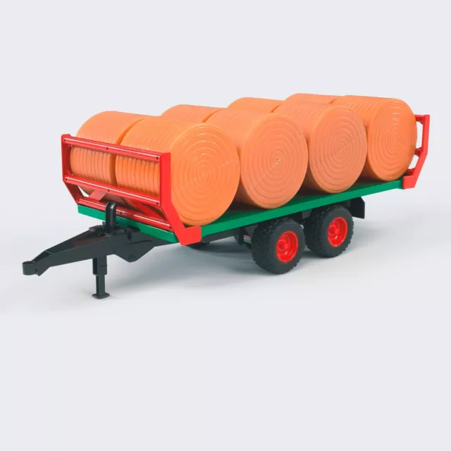 BRUDER Ballentransportanhänger + 8 Ballen Zubehör für Traktor Anhänger / 02220