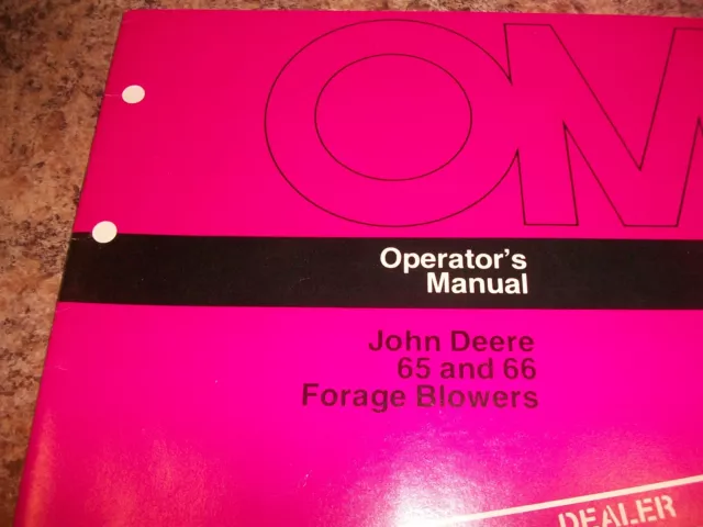 John Deere Operator's Manual 65 And 66 Forage Blowers