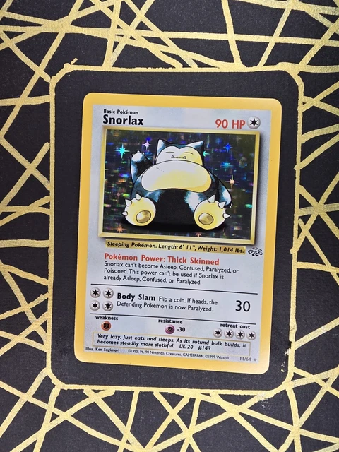 Pokemon Snorlax Holographic Pokemon Jungle Set Snorlax 11/64 Holo Rare Card  - 1999 WOTC, Moderately Played Condition Solgaleo Pokemon Card