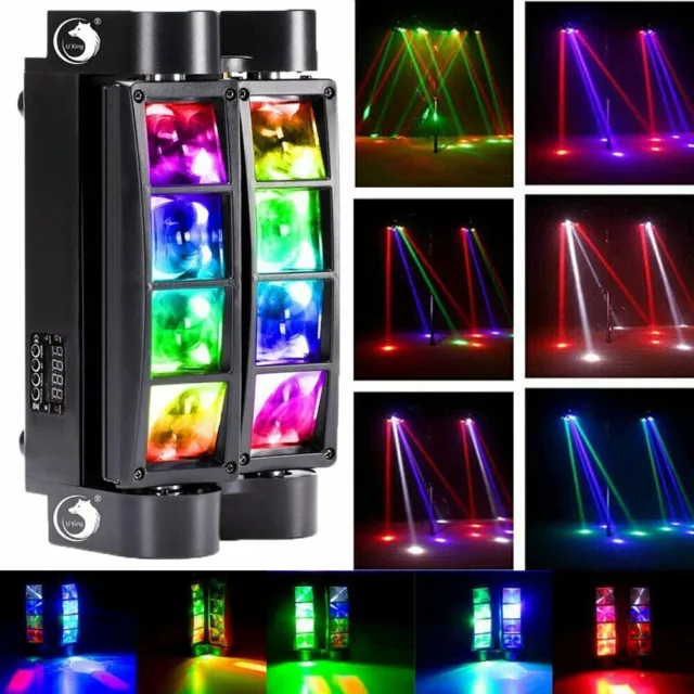 U`king Spider Stage Light 120W 8 LED RGBW Moving Head DMX Disco DJ Party Light