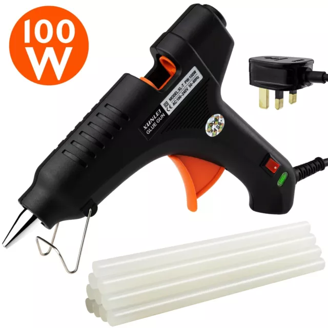 Hot Melt Glue Gun 100w with Sticks 11mm x 200mm Professional Art & Craft UK Plug