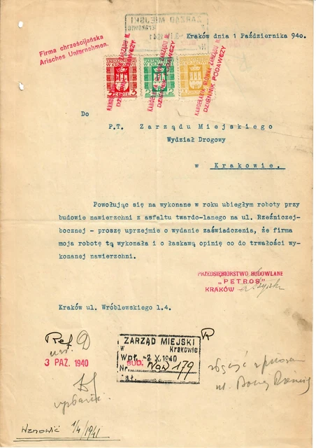 GG: Stadtverwaltung Kakau 1940, Gebührenmarken