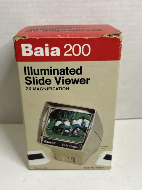 Baia 200 Illuminated Slide Viewer 2X Magnification for 2 x 2 Slides NO BULB VTG