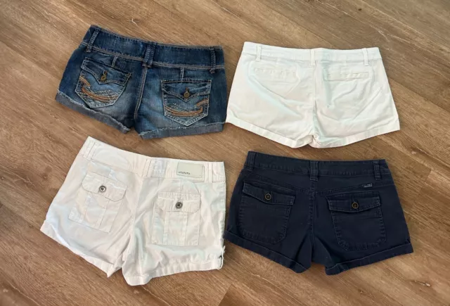 Mudd Damen Booty Shorts Bündchen Schnitt Jeans Taschen Blau Größe 9 Menge Von 4