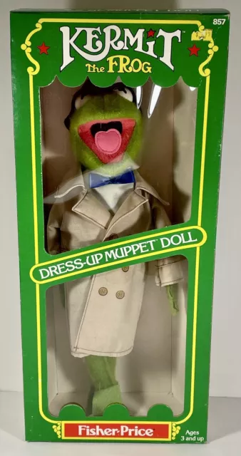 Vintage 1981 Fisher Price Kermit the frog Dress-Up Muppet doll NIB Jim Henson