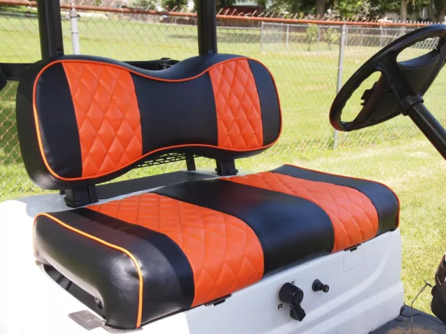 Orange Golf Cart Seat Cover For EZGO Valor /TXT 2014-2022, Diamond Stitching