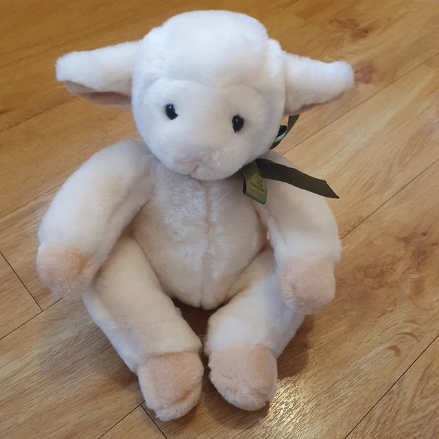 HARRODS SHEEP LAMB Plush Soft Toy Stuffed Animal Green Bow 26cm long £