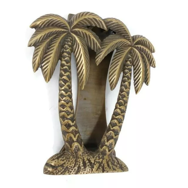PALM TREE heavy pure 100% Brass Door Knocker 6" beach seaside old style aged B