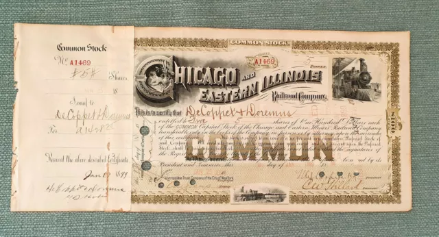 Chicago Eastern Illinois Railroad1899 Sammler Historische Wertpapier Aktie Bahn