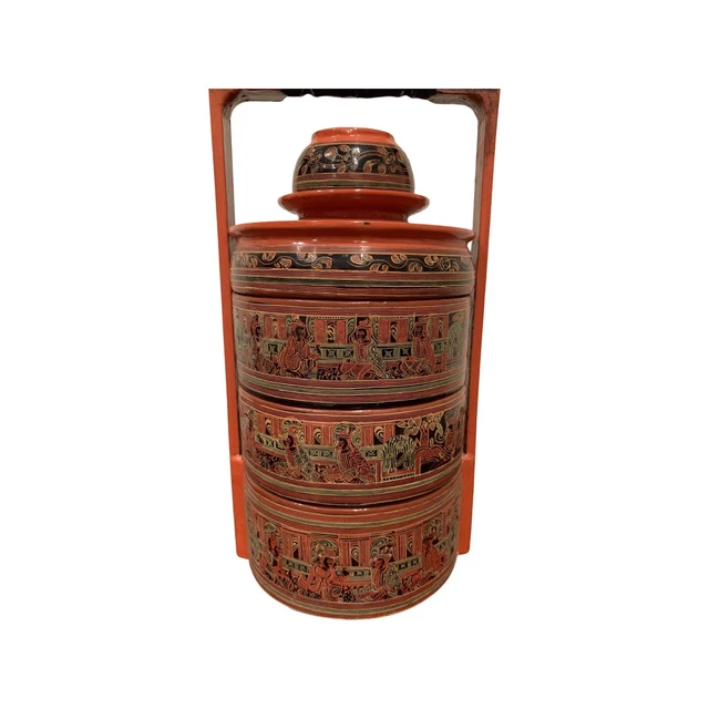 Gorgeous Antique Burmese (Myanmar) Tiffin Box 4-Tiers