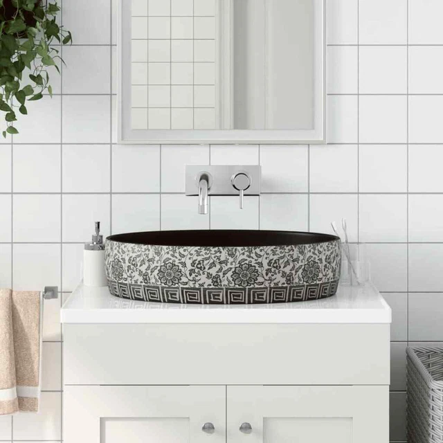 Arbeitsplatte Becken Schwarz und Blau Oval 56.5x36.5x13.5 CM Keramik