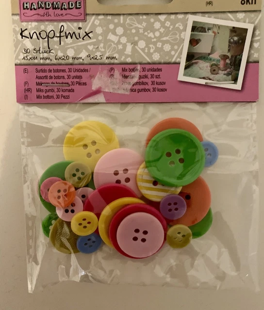 Knopfmix Knöpfe 30 Stück basteln bunt Neu