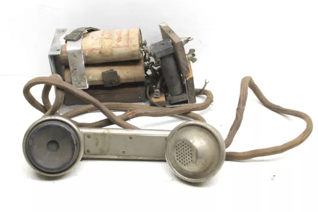 Western Electric Model 285W Metal Lineman's Test Phone Railroad Field+Battery Bx