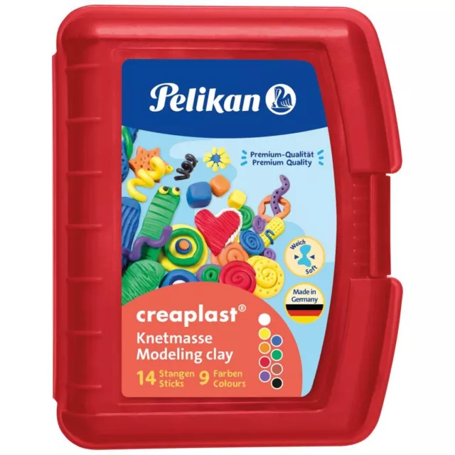 PELIKAN Knetmasse Creaplast Kinderknete in Box rot, 14 Stangen - 9 Farben