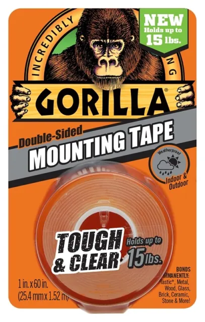 2-Pack) Gorilla TOUGH & CLEAR Double Sided Weatherproof MOUNTING TAPE, 1 x  60
