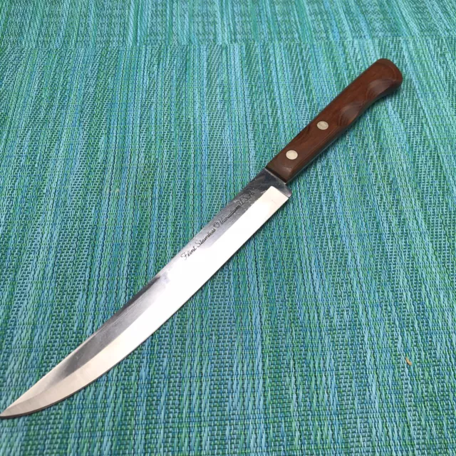 Vtg Ekco Flint Arrowhead Slicing Carving Knife Vanadium 7.5” Blade Wood USA