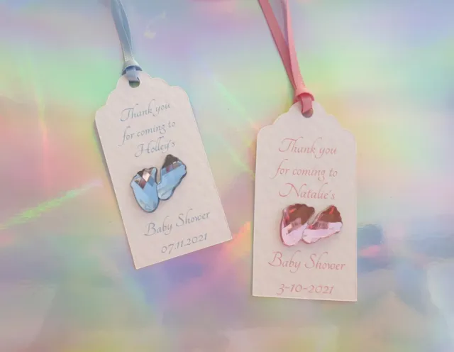 10 Personalised favour tags Baby Shower/Gender reveal/Baptism/Christening