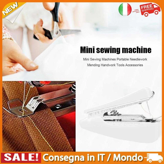IT Mini Sewing Machines Portable Needlework Mending Handworking Tools (White)