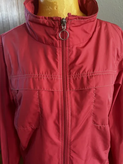 Talbots Womens Rain Coat Pink Full Zip No hood Lightweight Jacket Large P