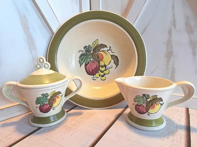 Metlox Poppytrail Provincial Fruit, Creamer/Sugar, and Serving Bowl Vintage
