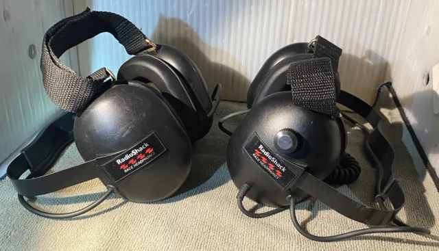 Vintage Radio Shack Lot of 2 Race Headband Headphones Black 33-1158