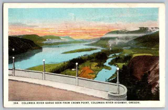 Oregon OR - Columbia River Gorge seen from Crown Point - Vintage Postcard