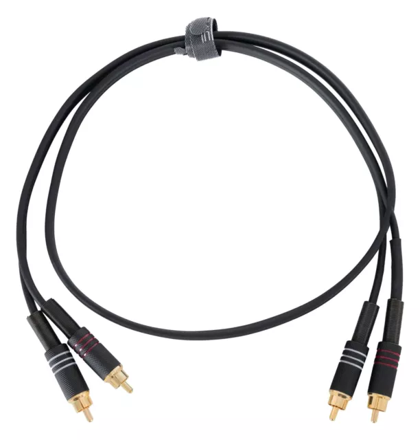 1m Cable Double RCA Audio Stereo 2 Phono Blindage Male vers Male Prise Plaque Or