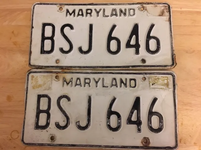 1980s Maryland Plates Matched Pair