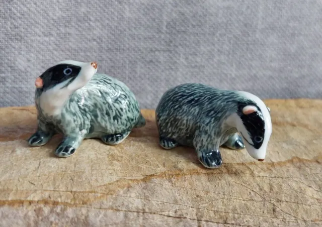 Badgers Figurine Ceramic miniature Handmade Statue Collectible badger Sculpture