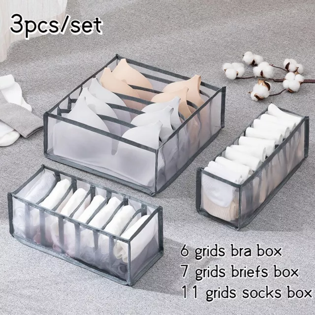 3pcs/set Underwear Storage Boxes Clothes Divider Socks Bra Drawer Organizer