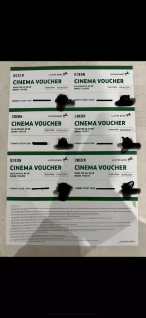 6 x Club Lloyds Odeon Cinema Tickets for iSense 2D 3D Films - Expiry 06/09/2024