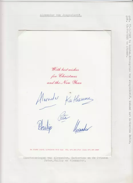 Alexander of Yugoslavia & Family Original Autographs Royalty Yugoslavia (L6819)